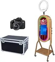 Magic Mirror Photo Booth with Ring Light,21.5inch Touch Screen,Windows Photo Booth Flight Case,App Control RGB Light for Wedding Party Events (Machine+Camera)