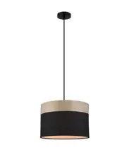 TAMBURA Black Cloth Shade With Blonde Wood Trim 1 Light Pendant Medium - TAMBURA04