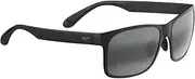 [Maui Jim] Red Sands Rectangular Sunglasses, Matte Black / Neutral Grey
