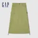 Gap 女裝 A字工裝長裙-橄欖綠(496378)