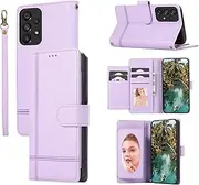 [YocoverTech] for Samsung A13 4G Case,for Galaxy A04S Wallet Case[5 Card Slots+a Pocket+Mirror] PU Leather Folio Flip Magnetic Cover-Purple