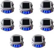 SAILESI Solar Deck Lights, 8 Pack Driveway Dock Light Solar Powered LED Outdoor IP68 Waterproof Road Markers, Warning Step Light Driveway Light for Sidewalk Garden Path Stair Road Yard, Blue Light
