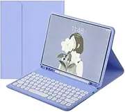 Keyboard Case for Samsung Galaxy Tab A8 10.5 inch 2021 Model (SM-X200/X205/X207), Detachable Wireless Keyboard Shockproof Cover Case with S Pen Holder Fit Galaxy Tab A8 Tablet (Purple)