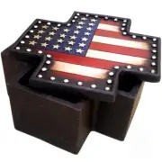 U. S. A. American Flag Treasure Box 2 1/2x 4 1/2 x 4 1/2 in New Resin