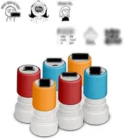 Inky Fingers - 6 Self-Ink Flash Stamp Set, Rude Little Stamp Pack, Funny Office Stamps, Novelty Stamps, Gag Gift, Pre-Inked, Refillable Stamps