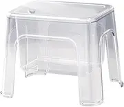 Portable Step Stool Organizer for Home Storage, Step Stool Entryway Shoe Stool Clear Minimalist Foot Stool Portable Footstool Storage Ottoman for Laundry Living Room Kitchen, Clear