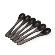 Black 3.5" Oval Head Small Solid Bamboo Spice/Salt/Sugar Spoons