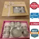 12 pcs Ceramic Tea Coffee Cup And Saucer Set,White Silver,very small size,AUstoc