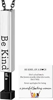 [Generic] Hide Message Necklace - Concealed Message Pendant, Discreet Message Necklace | 3D Engraving Stainless Steel Vertical Bar Necklace, Lightweight Friendship Fashionable Accessory