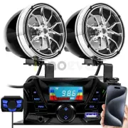 Motorcycle Golfcart Kart Bluetooth Waterproof Speakers Audio Stereo System Radio
