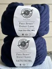 Brand New! (Lot of 2)LOOPS & THREADS FREE SPIRIT YARN *NAVY BLUE* 108yds