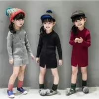 在飛比找蝦皮購物優惠-女童长款套头针织衫2016秋季新款韩版儿童薄款圆领毛衣淑女连