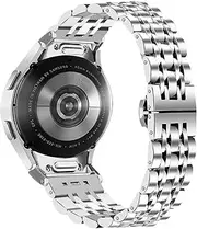 [Miimall] Metal Strap for Samsung Galaxy Watch 6 Classic, No Gap Stainless Steel Band for Galaxy Watch 6/5/4, Easy Button Install, Replacement Band for Watch 5 Pro/Watch 4 Classic Strap-Silver