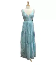 Aidan by Aidan Mattox Tiered Organza Cut-Out Maxi Dress Size 0 NWT