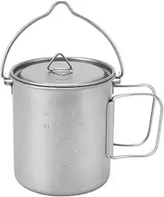Peakloong Outdoor Titanium Pot Cup Mug Pots Tableware Camping Cup Picnic Water Cup Mug of Coffee Tea with Lid Pot 750Ml