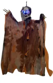 skeleton ghost hanging prop animated eyes light up making laughing sounds