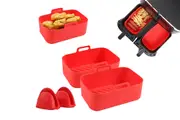 4Pcs Air Fryer Basket Reusable Silicone Pot for Home Kitchen Party Decor-Red