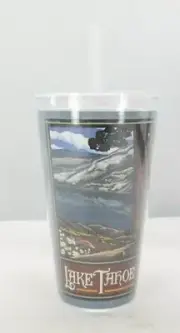 Lake Tahoe Scenic Tumbler 16 oz Cool Cup With Straw Double Walled Travel Cup TF