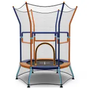 Costway 60kg Birthday Kids Trampoline Outer Height Armrest Rebounder w/security Enclosure Net Outdoor Jumping Fun Gift Orange