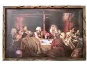 Ultima Cena Imagen Antigua Cuadro De Madera Rustica 36"x24" , Last Supper Frame
