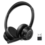 Bluetooth Headset, Wireless Headset with Noise Cancelling Microphone for Work...