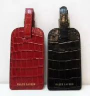 Ralph Lauren Luggage Tag Set of Two Leather Croc Embossed with Buckle Gift Box