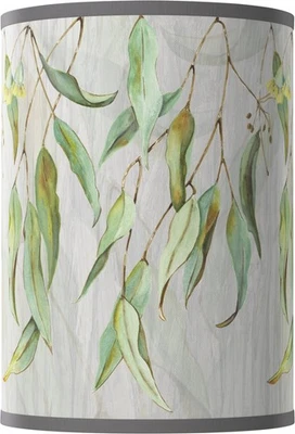 Eucalyptus White Giclee Round Cylinder Lamp Shade 8x8x11 (Spider)