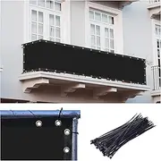 Cisvio 3'X10' Privacy Screen Fence 90% Blockage Heavy Duty Protective Covering Mesh Fencing for Outdoor Patio Lawn Garden Balcony Black (QSFR031000)