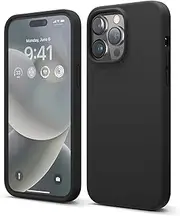 [elago] Liquid Silicone Case Compatible with iPhone 14 Pro Max Case (6.7"), Premium Silicone, Full Body Protection - 4 Layer Shockproof Phone Cover, Anti-Scratch Soft Microfiber Lining (Black)