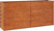 vidaXL Raised Garden Bed in Rusty Brown - Corten Steel Planter with Ample Planting Space and Safe Edge Fold Design, Weatherproof and Durable for Veggies, Herbs and Flowers