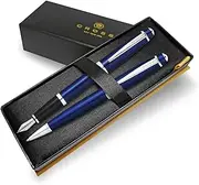 Cross Bailey Fountain Pen and Ballpoint Pen Set - Premium Box - Choose Colour - Gifting for Christmas Luxury Pens (Blue)
