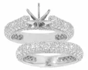 2.40ct Ladies Pave Set Diamond Cut Diamond Semi Mout Ring Platinum