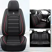 QIOZO Compatible with Car Seat Covers Universal Full Set Accessories for Mitsubishi Asx Sport Colt Galant Grandis L200 9 10 Pajero 2 3 4 Full Auto Parts/Waterproof/Black and Red Standard Edition