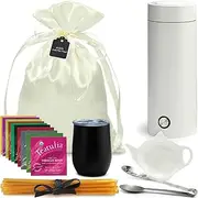 Organic Tea Gift Set with Portable Kettle (25 Piece) Tea Lovers Basket for Women or Men | Birthday Present (Christmas Xmas Mom Mother Teacher Co-Worker)