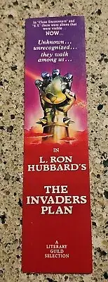 1985 bookmark featuring cover art of L. Ron Hubbard's book "The Invaders Plan"
