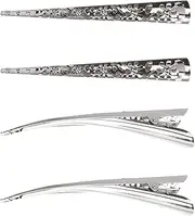 Minkissy Metallic Hair Clips 4pcs Bill Hair Clips, Hollow Style Metal Alligator Curl Clips without Teeth Headpiece Hair Accessories for Women Girls (Silver) Metal Hair Claw Clips
