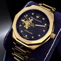 在飛比找ETMall東森購物網優惠-MASERATI手錶, 男錶 46mm 金色八角形精鋼錶殼 