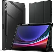 JETech Case for Samsung Galaxy Tab S10 Plus/Tab S9 Plus 12.4-Inch with S Pen Holder, Clear Transparent PC Back, Shockproof Tri-Fold Stand Tablet Cover, Auto Wake/Sleep (Graphite Black)