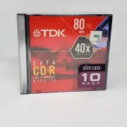TDK Data CD-R 10 Pack Slim Case 80 min 700MB 40X