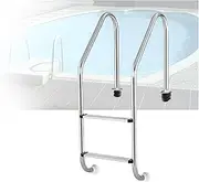 2/3 Step Swimming Pool Ladder,Thickened Stainless Steel,Simple Installation Weight Capacity 550 Lbs,for Indoor/Outdoor Pool(2-steps1.5mm)