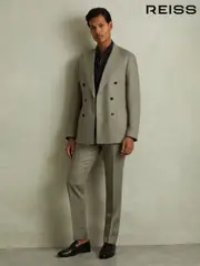 Reiss Light Sage Green Halgas Linen Side Adjuster Trousers (B49347) | $325