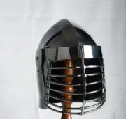 Medieval Superior Bar Grill Bascinet Helmet for SCA Heavy Combat Knight Helmet