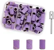 Beauties Factory 75pcs Lavender Purple Sanding Bands Set (80# 120# 180# Grits) with Storage Box & Mandrel Bit for Nail Drill Machine & DIY Nail Art