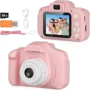 ZOYFFO Kids Digital Camera, Pink, 12MP & 1080P HD Video, 32GB SD Card, Perfect for 3-9 Year Old Boys & Girls, Birthday &