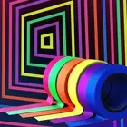 6 Pcs Blacklight Reactive Glow Tape, UV Fluorescent Neon Party Events, Glow Tape