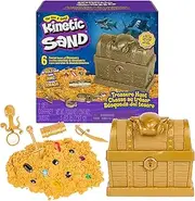 Kinetic Sand, Amazon Exclusive Treasure Hunt Playset with 14 Surprise Reveals and 1.62lbs Rare Shimmer Gold Play Sand, for Kids