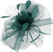 [Ipetboom] Headband Hairpin for Women Fascinator Hat for Wedding Church Tea Party Dark Green
