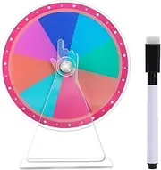 Prize Wheel Spinner with Stand | Spin The Wheel Game, Acrylic Tabletop Roulette with Marker, Erasable Lucky Draw Toy Rainbow Color for Corporate Events, Vendor Booths