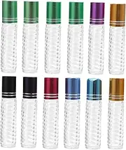 WOONEKY Glass Essential Oil Bottles 12pcs 5ml Roll-on Perfume Bottles Refillable Roller Bottle Kit for Aromatherapy Random Color