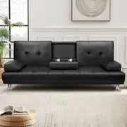 ALFORDSON Sofa Bed 3 Seater Lounge Couch Black